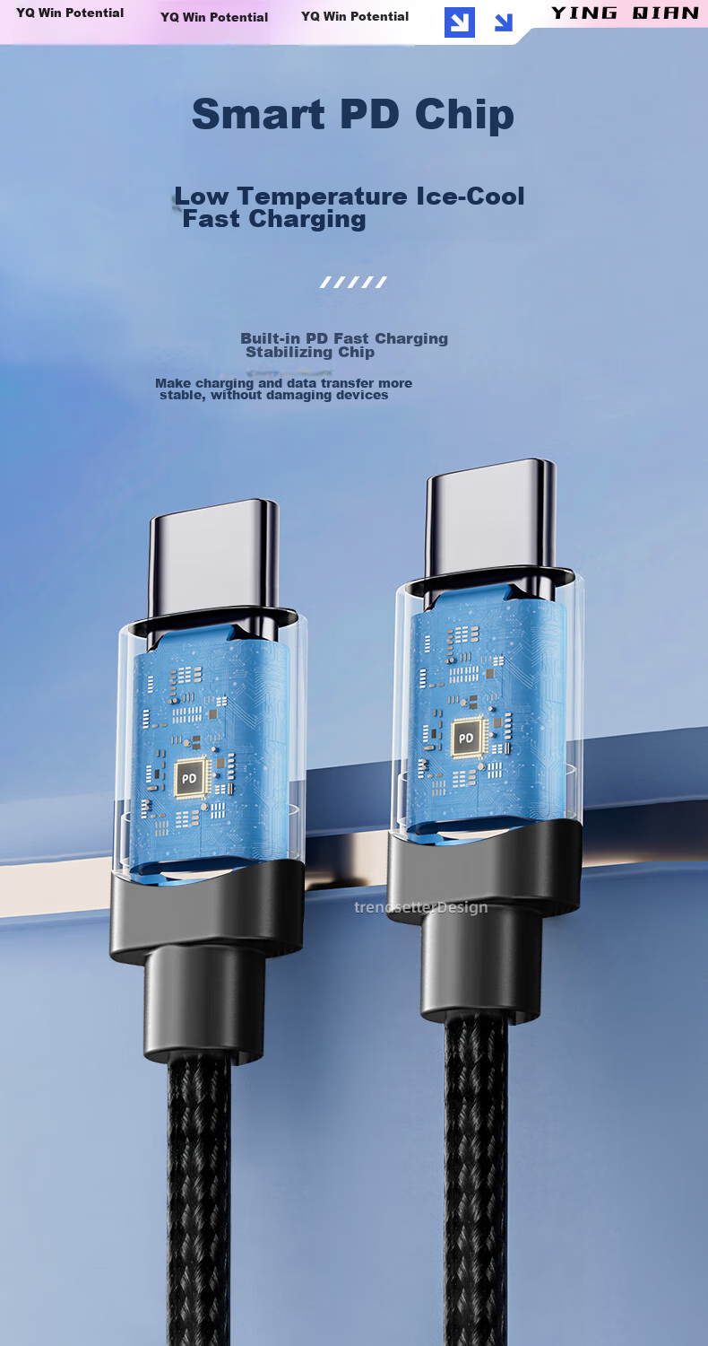 Yingqian Compatible with ASUS ROG Data Cable, Dual Type-C Charging Cable, 65W PD Fast Charging, for ROG9/8/7/6/5/5s, Samsung S24/S23/S22/S21/S20 Phone Charger Cable 7