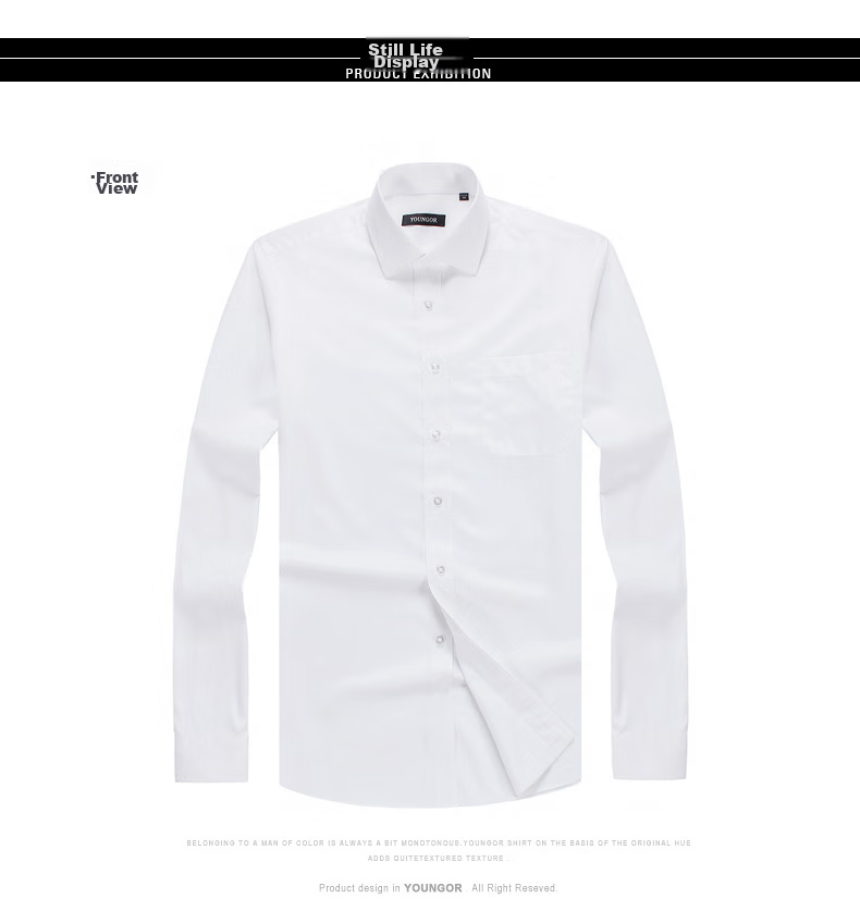 YOUNGOR [DP Wrinkle-Free] 2026 New All-Cotton Breathable Anti-Wrinkle Easy-Care Shirt, Long Sleeve White (With Pocket), Size 38 10