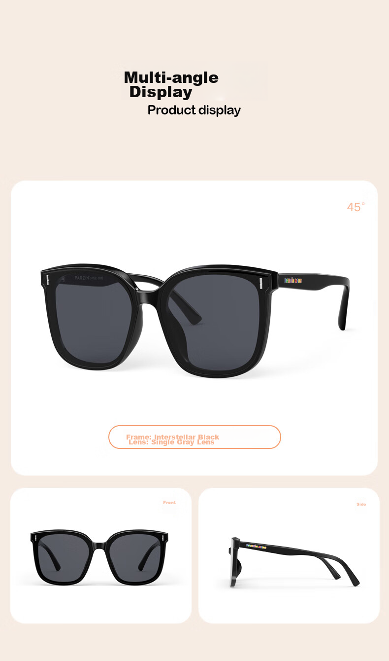 PARZIN Children's Sunglasses, Fashionable TR Square Frame Glasses for Boys And Girls, Outdoor Sun Protection Sunglasses for Ages 8-12 PZ21039 13