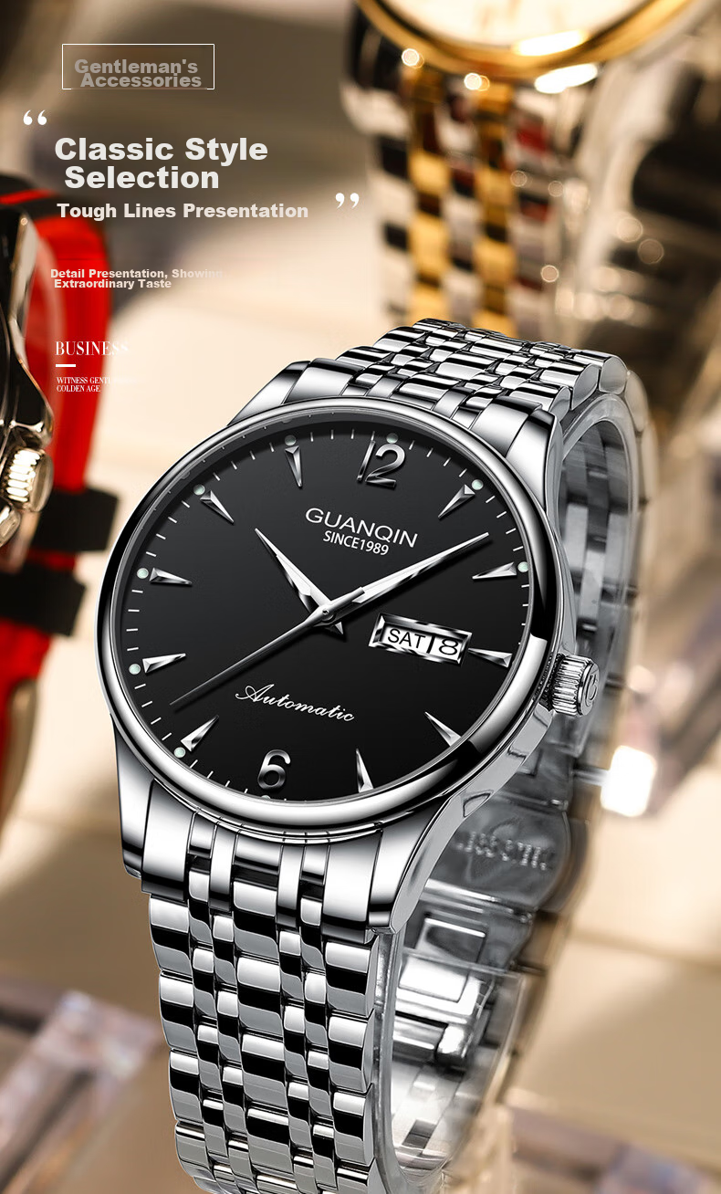 GUANQIN Men's Mechanical Watch, 2026 New Model Fully Automatic Business Style Waterproof Luminous Watch, Gift for Dad on Father's Day 4