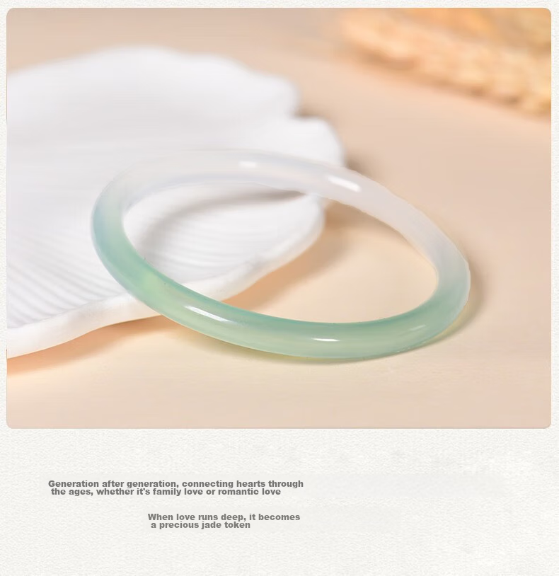 Jingying [Premium Grade] Jade Bangle for Women, Ice Type Chalcedony with Floating Flowers Design, Half Mountain And Half Water Agate Bracelet, Birthday Gift for Wife 6