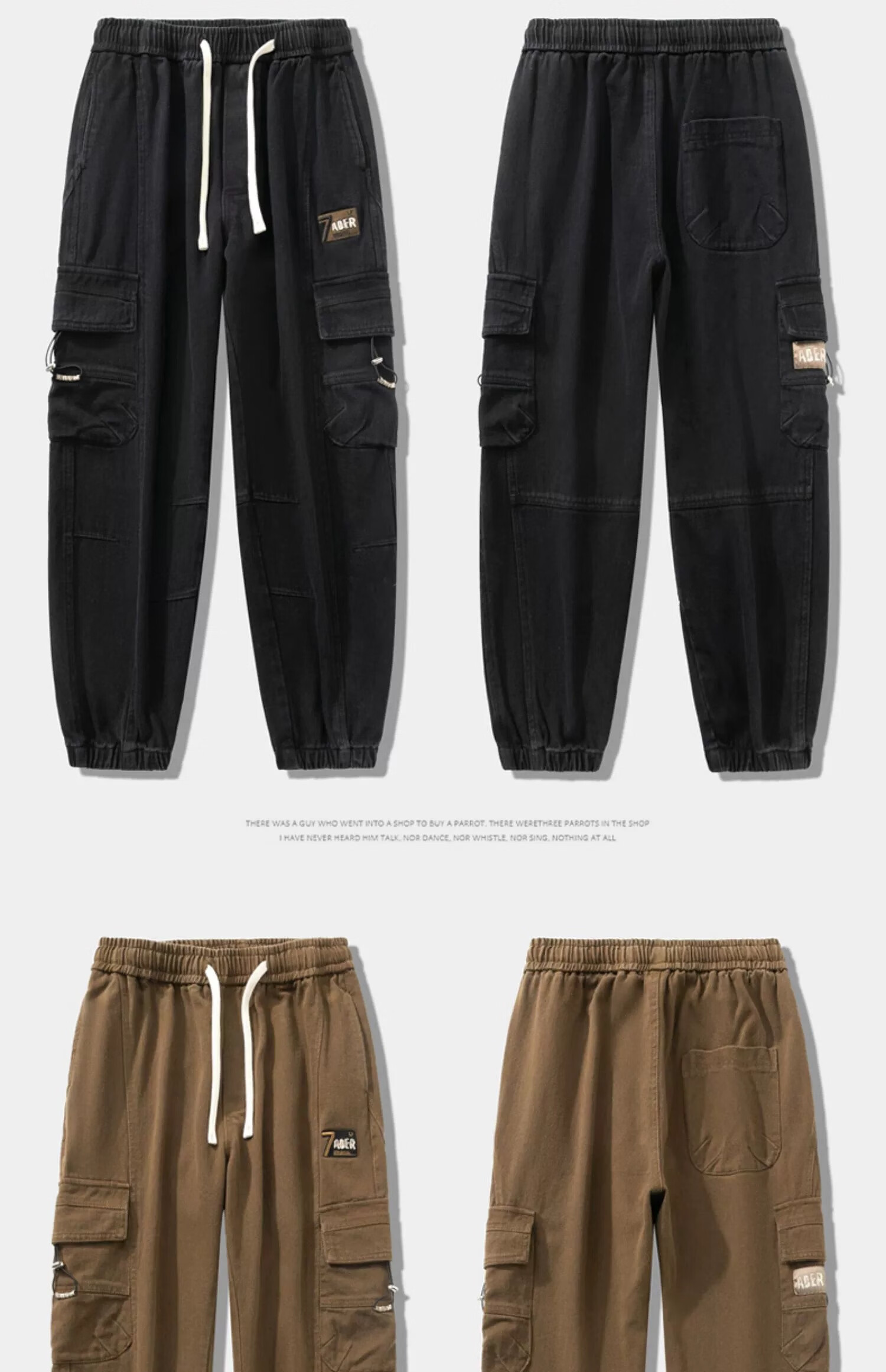Homlean Army Green American-Style Loose Casual Cargo Pants, Summer Trendy Brand, Elastic Ankle, Pure Cotton, Plus Size Long Trousers, K501 Army Green 2XL 17