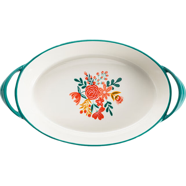 JD Original American-Style Soup Bowl, Noodle And Rice Bowl, Ceramic Salad Large Bowl for Sauerkraut Fish, Fresh Pastoral Style, Large 12-Inch Bowl *1