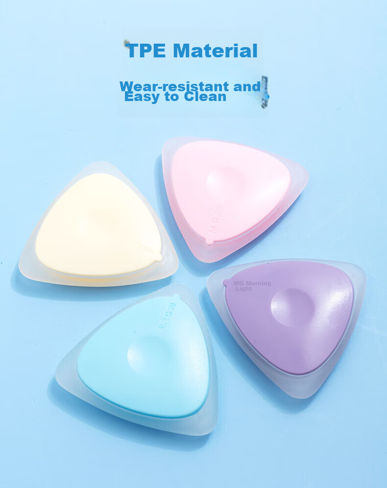 M&G Erasable Triangular Candy-Colored Rubber Erasers, Student Stationery, Random Colors, AXP39501, Pack of 3 5