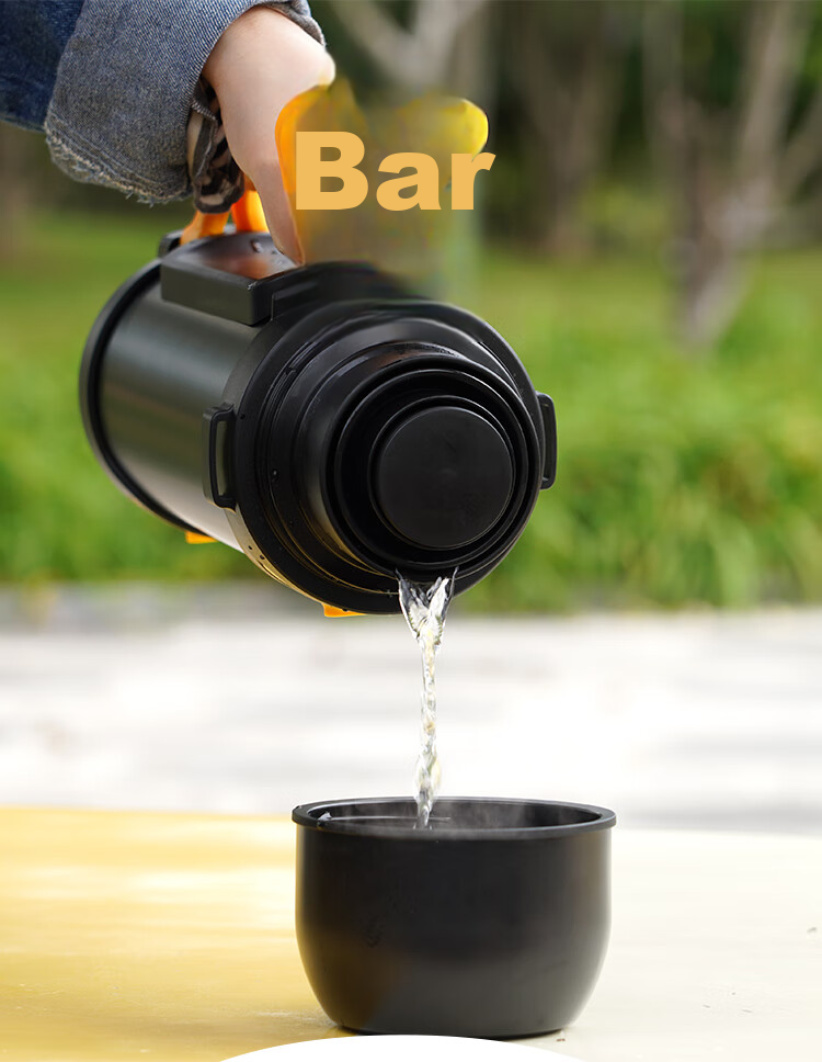 LOCK&LOCK Large Capacity Insulated Bottle, Outdoor Travel Camping Stainless Steel Portable Car-Mounted Handheld Thermos, 2.2L Black 4