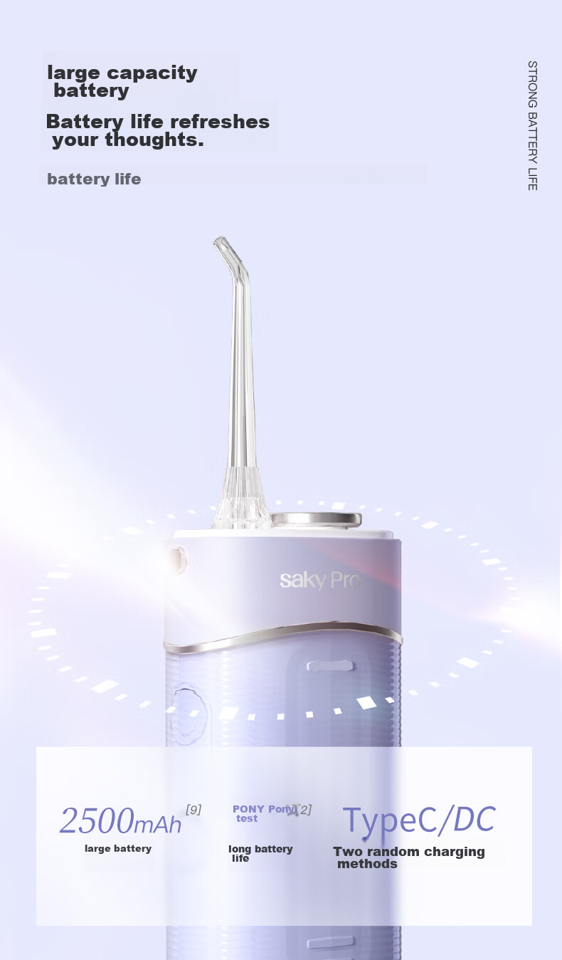 Saky M310 Oral Irrigator Water Flosser Portable Large Capacity Tank 2 Professional Nozzles Sea Salt Blue Gift for Girlfriend/Boyfriend 12