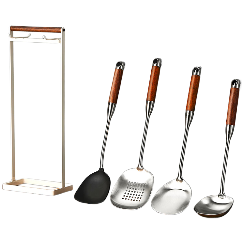 ASD Household 316 Stainless Steel Thickened Kitchen Stir-Fry Spatula with Wooden Handle Cooking Utensil Set RCS05J1WG