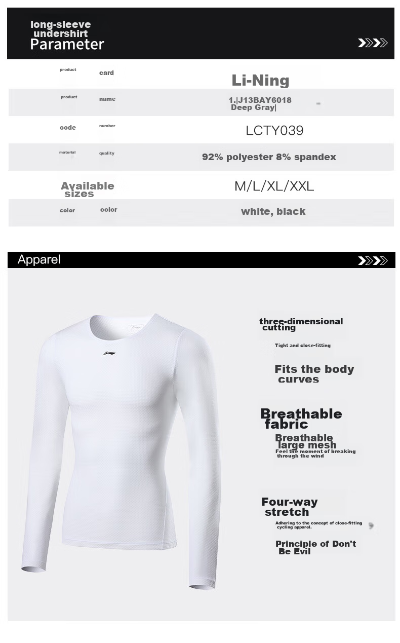 Li-Ning Long-Sleeve Cycling Jersey for Men, Quick-Dry Sweat-Wicking Undershirt for Road And Mountain Biking Top 2
