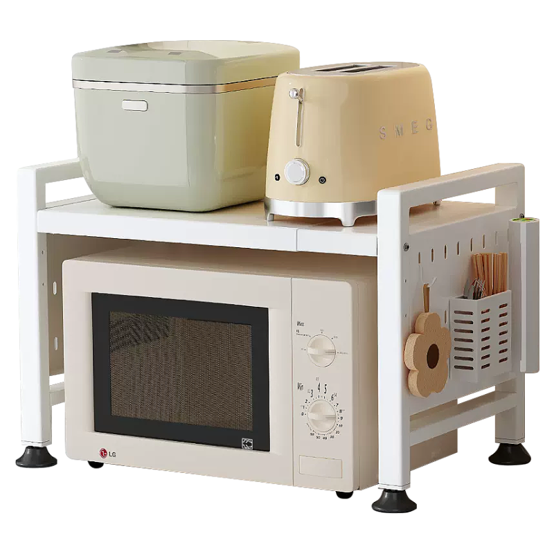 Jiabangshou Kitchen Microwave Oven Shelf, Multifunctional Household Countertop Oven Extendable Stand, Pegboard Storage Rack, Double-Layer