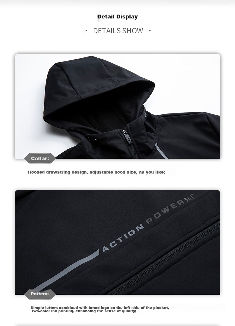 361° Men's Spring Jacket, Triple Protection, Fleece-Lined Sports Casual Windbreaker Fleece Coat, 652544605D-2 38