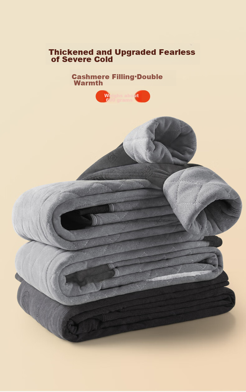 LangSha Extra-Thick Thermal Underwear Pants for Middle-Aged And Elderly Men, Winter Warm Anti-Cold Base Layer Pants with Fleece Lining, Knee And Waist Protection, Ultra-Thick Wool Pants 2