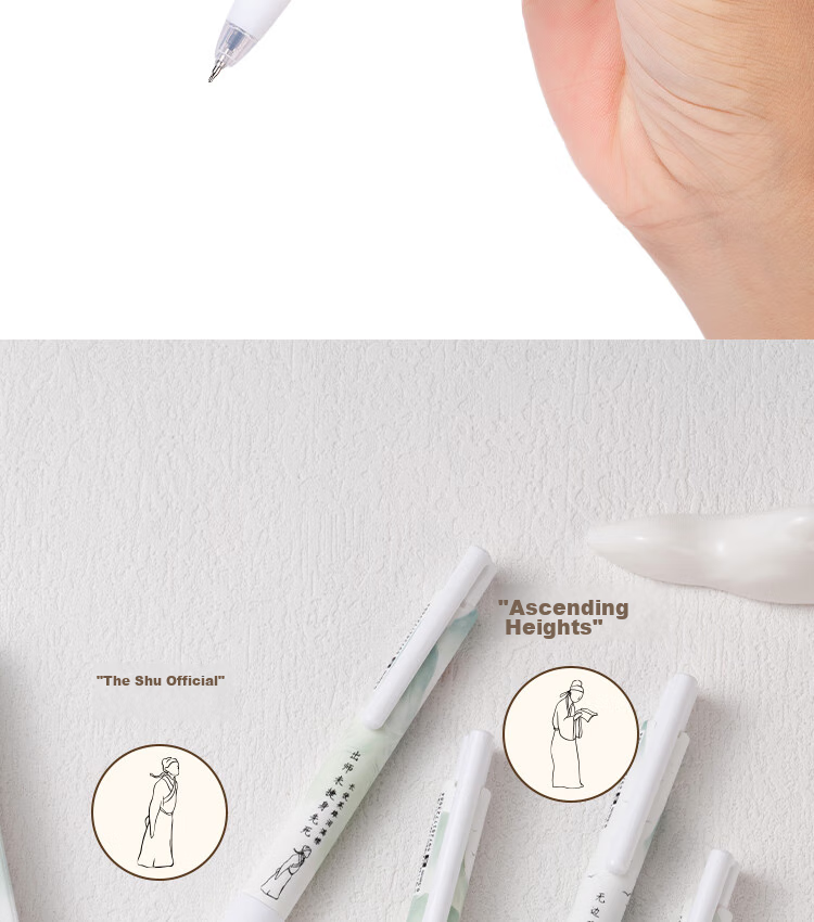 LOPET Stationery Non-Slip Retractable Gel Pen, Stylish Design, 0.5mm Black Ink, Quick-Drying Signing Pen, Student Exam Writing Pen LT-1335 [Chang'an · Du Zimei] 9