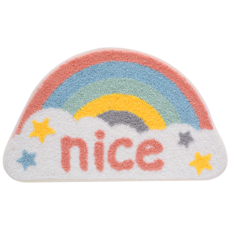 Dajiang Bathroom Mat, Toilet And Shower Entrance Non-Slip Absorbent Mat, Cartoon Fun Flocked Bathroom Rug, 45x75cm