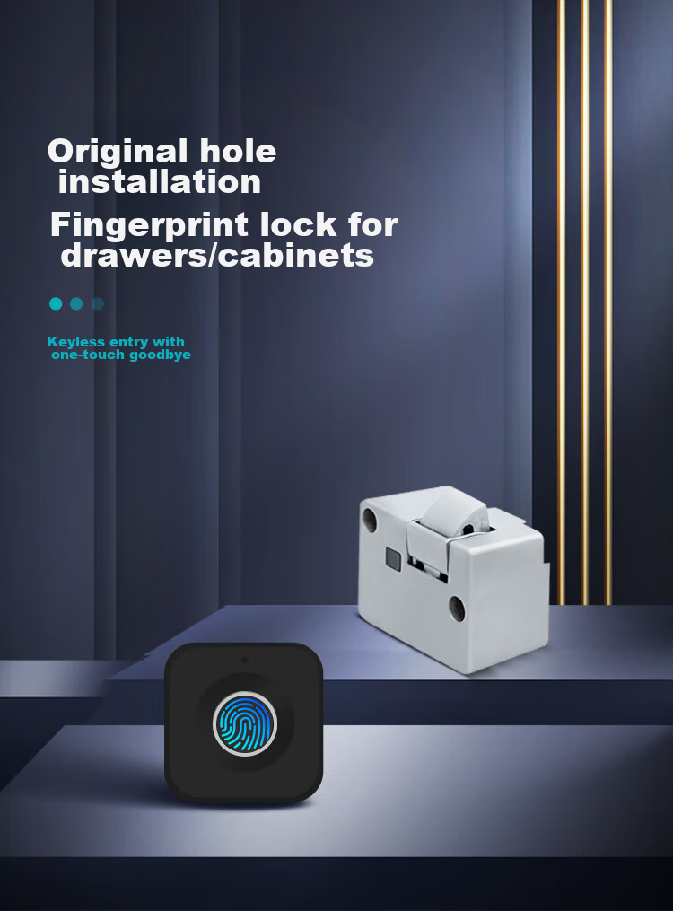 GSON Drawer Lock, No Drilling Required, Semiconductor Fingerprint Lithium Battery Drawer Lock, USB Rechargeable, for Student Dormitory 1
