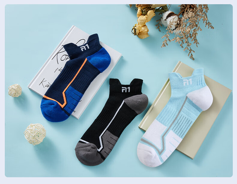 Taan Badminton Socks with Thick Terry Bottom Cotton Socks for Running, Fitness And Sports T525 3 Pairs Pack 13