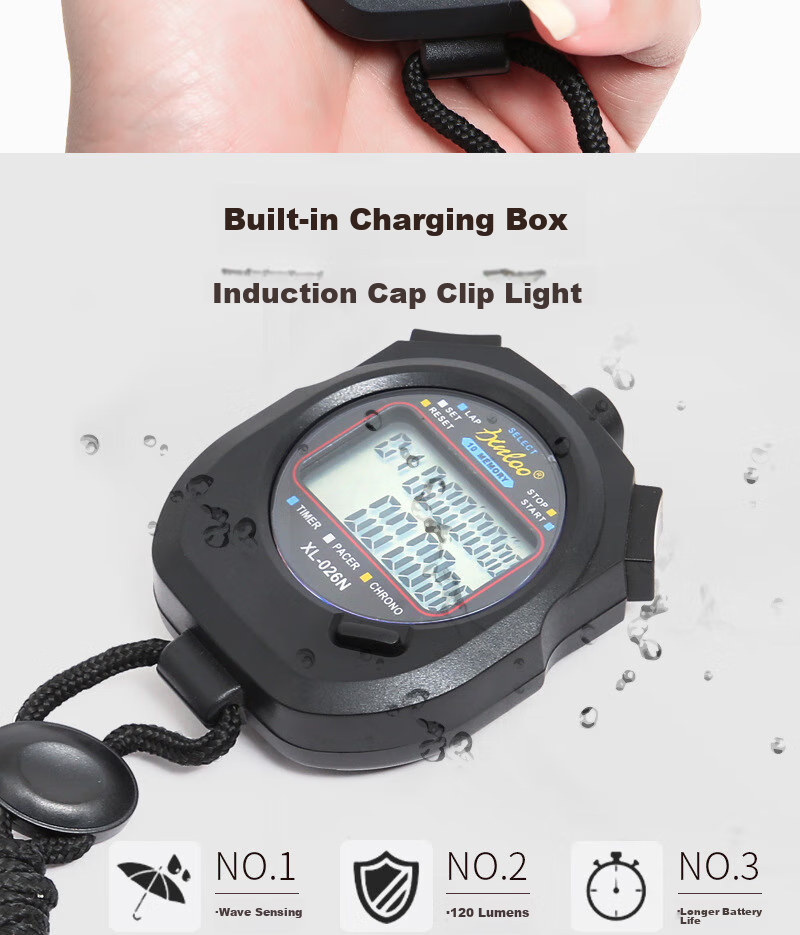 GEDUN Stopwatch Timer, Electronic Counter with 2 Rows And 10 Laps, Waterproof Sports Swimming Fitness Multi-Functional Timer for Competitions 4