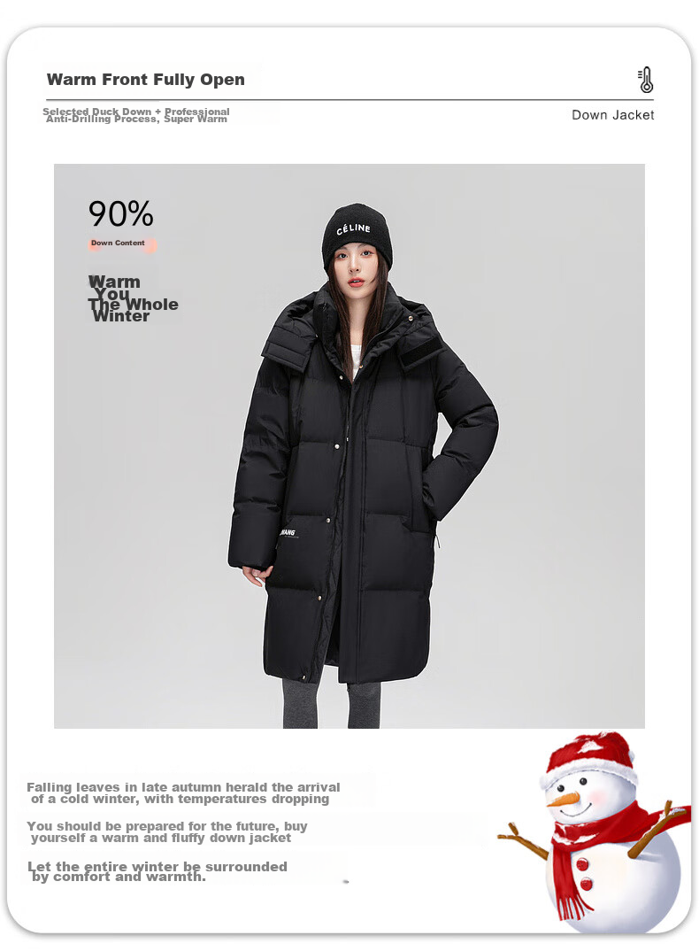 Yalu Women's Mid-Length down Jacket, 2025 New Winter Style, Red Warm Korean Fashion Casual Hooded Coat for Wome 6