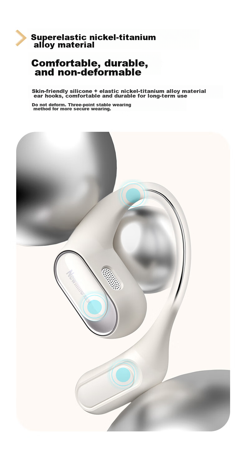 Newmine Q10 Bone Conduction Bluetooth Headphones, Wireless Ear-Hook Style, Open-Ear Design, Sports Running Noise-Cancelling, Long Battery Life, Compatible with Xiaomi And Apple 13