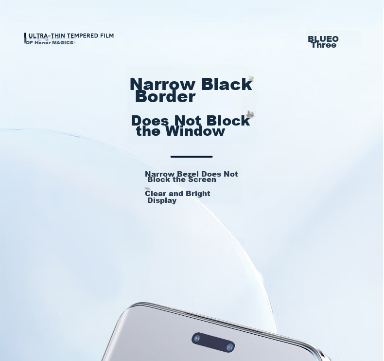 BLUEO Tempered Glass Screen Protector for Honor Magic 6 Pro, Full Adhesive Magic 6 Ultimate Edition RS RS Porsche Design Phone Film, Heat-Bent Curved Surface, HD Clear, Anti-Fingerprint, Shatterproof Protective Film 5