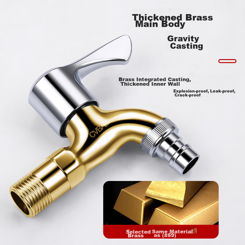 CVBAB All-Copper Washing Machine Faucet, 1/2 Inch Quick-Open Thickened Tap Water Faucet for Washing Machines CV3209