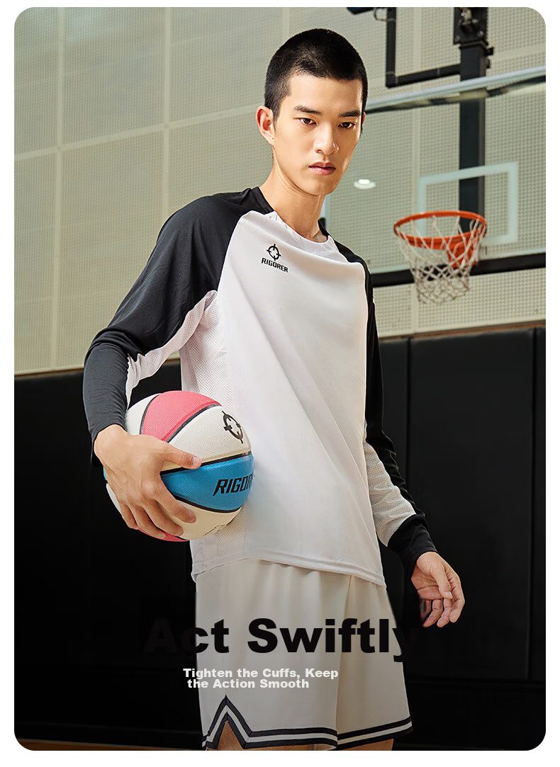 RIGORER Quick-Dry Long Sleeve T-Shirt, Basketball Fitness Wear, Men's Fashionable Casual Sports Outdoor Comfortable Trendy Breathable Clothing 6