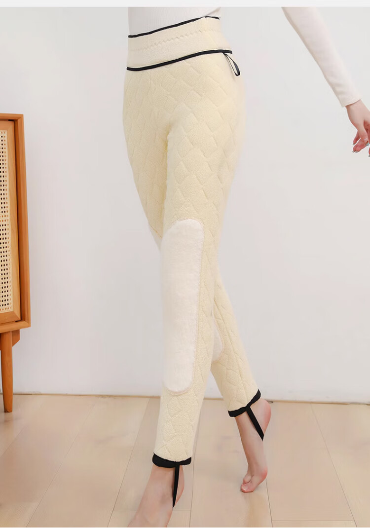 LangSha Thermal Underwear, 100% Wool Warm Pants for Women, Cotton-Lined Leggings for Outdoor Wear, Extra Thick Winter Pants, Cold-Resistant Lambswool Trousers for Women in Northeast China 24