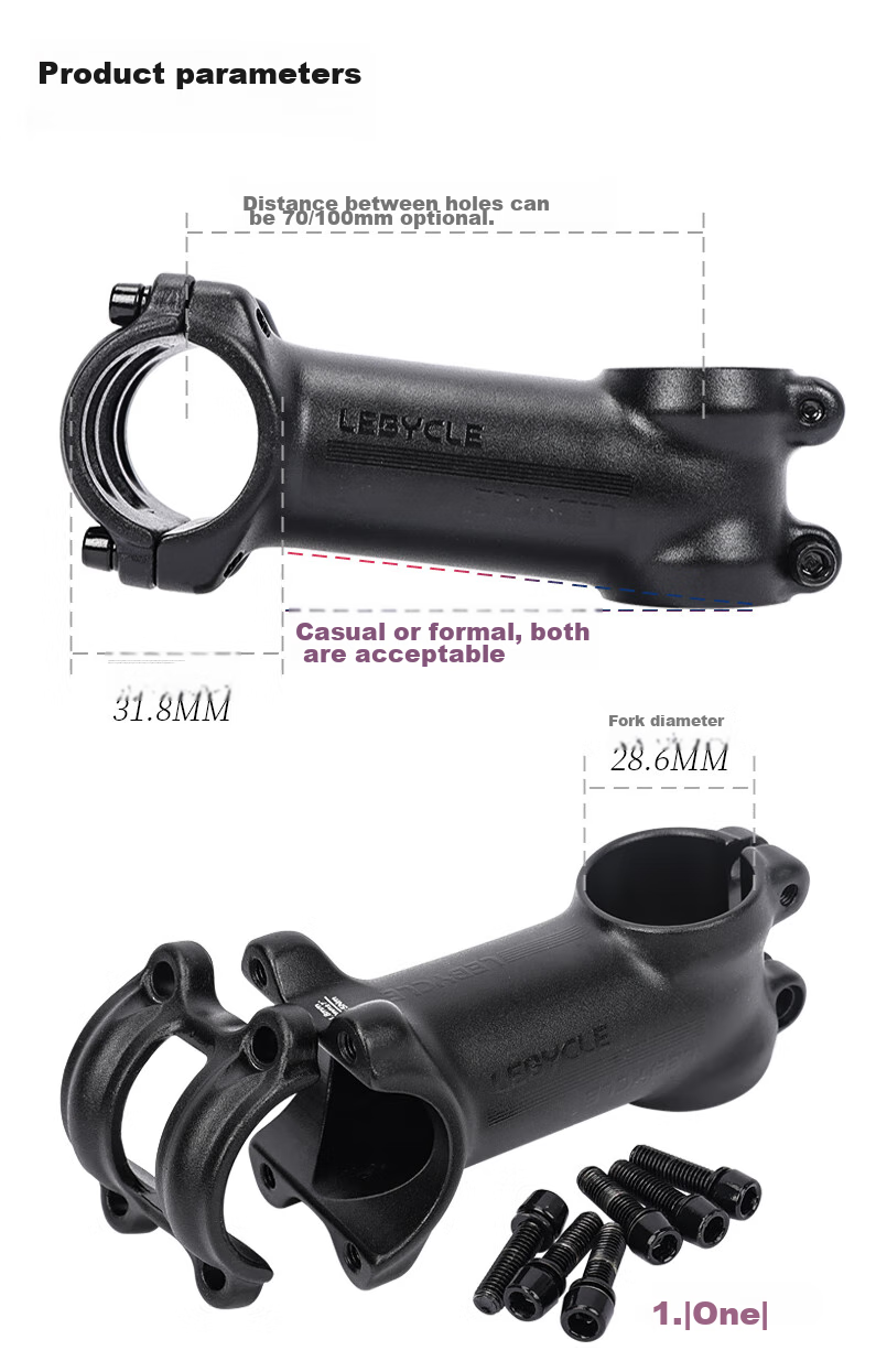 LEBYCLE Aluminum Alloy Road Bike Handlebar, Mountain Bike Ultra-Light Handlebar, Positive And Negative Angle 7-Degree Bicycle Stem, Handlebar 1