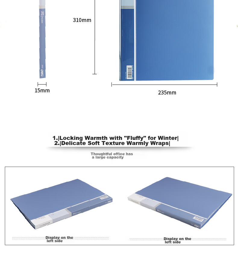 Deli A4/20-Page Document Folder, Loose-Leaf Organizer, File Holder, Sheet Protectors, Student Exam Paper Storage Pouches, Certificate Collection Folder, Pregnancy Check-Up Organizer, Office File Protector 5002 4