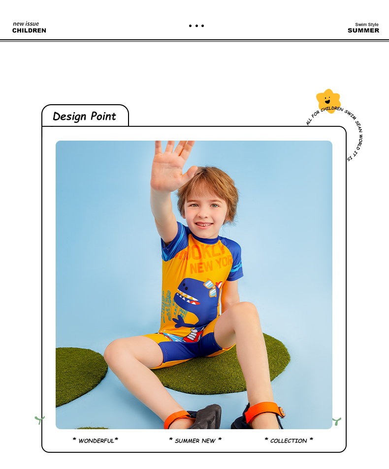 361° Children's Swimsuit, Boys' One-Piece Swimwear, Cartoon Cute Design for Young Kids, Summer Swimming Suit, Baby Hot Spring Bathing Costume 2