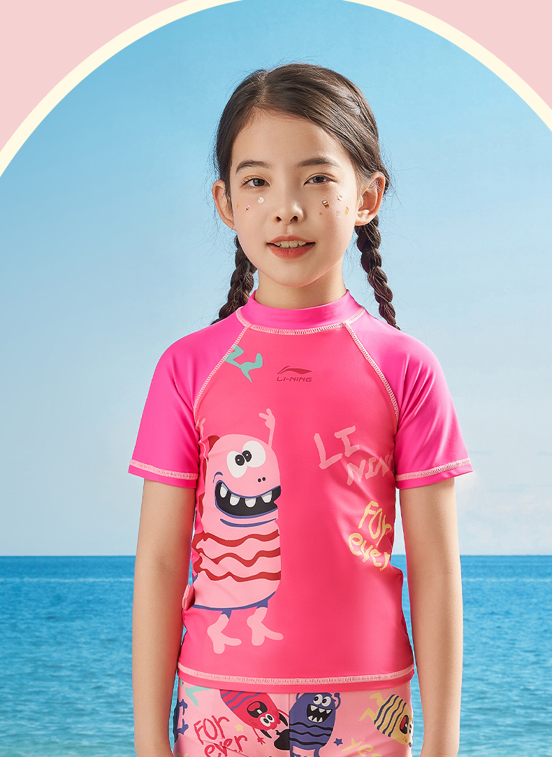 Li-Ning Children's Swimwear, Boys And Girls Two-Piece Swimsuit, UV Protection Quick-Dry Swimming Gear, 528 Deep Sea Blue, Size 120 11