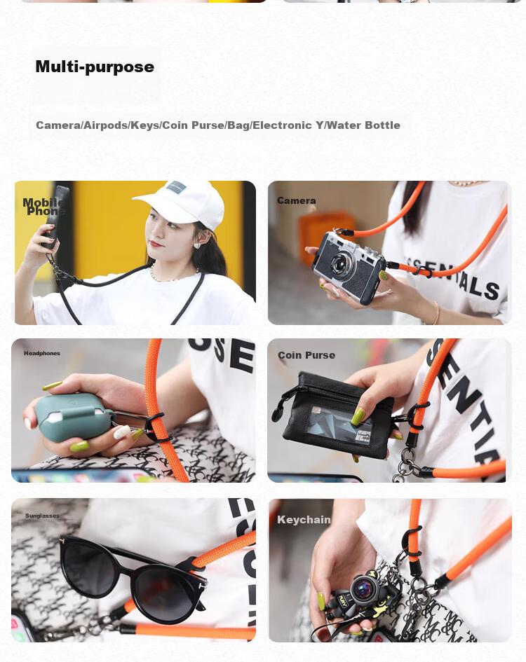 BZBC Phone Strap Neck Strap Crossbody Adjustable Retractable Anti-Loss Phone Case Braided Cord Long Style Suitable for Apple Huawei Android Phones Trendy Versatile Black And White 13