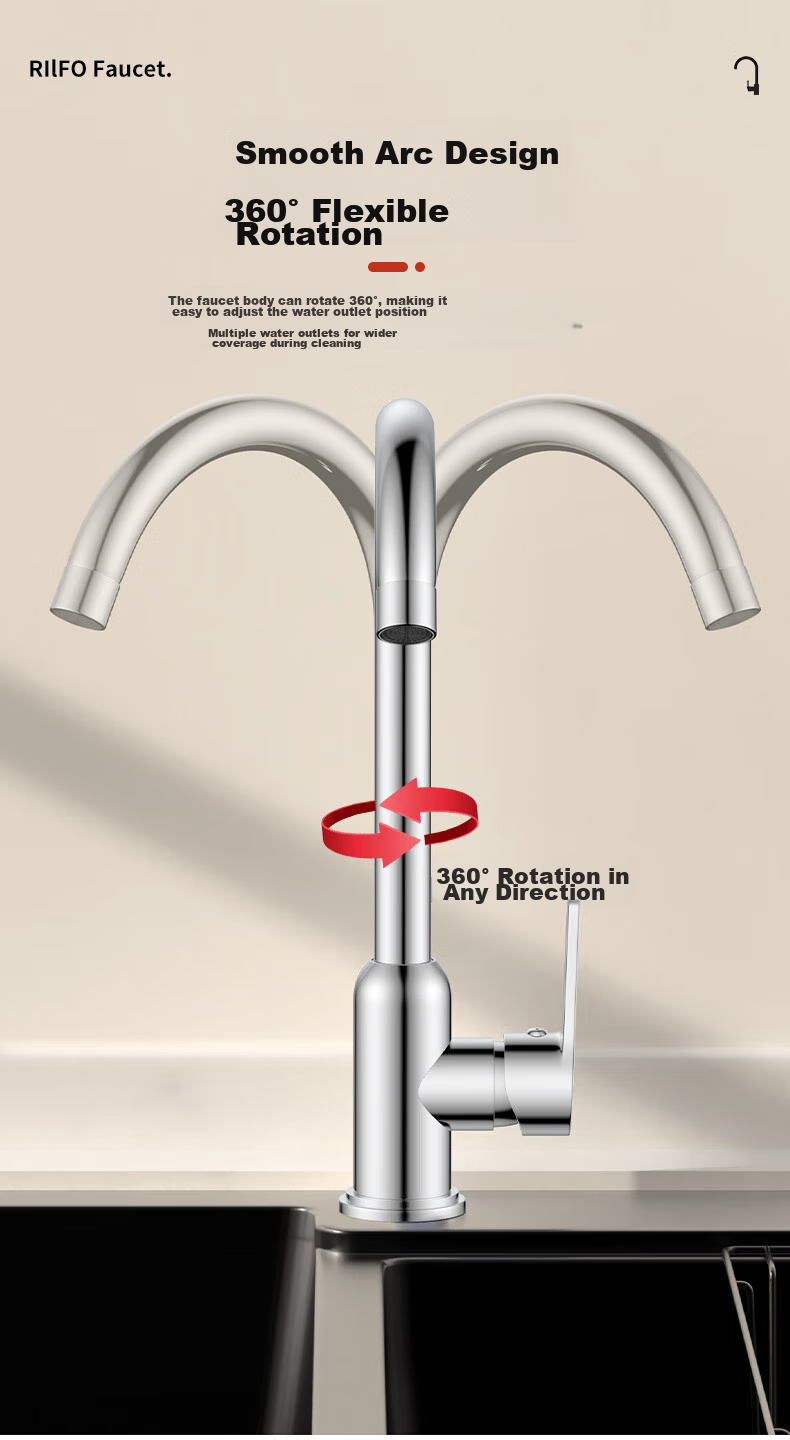 BSITN Brass Kitchen Wall-Mounted Single Cold Faucet Swivel Quick-Open Faucet B2135 5