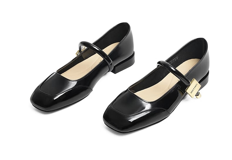 RED DRAGONFLY Mary Jane Women's Shoes Spring And Autumn French-Style Small Flats, Beautiful Retro Flat Leather Shoes WTB24600, Black, Size 37 16