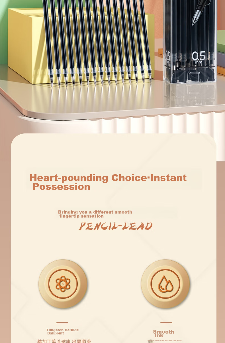 Deli Large Stroke Neutral Pen Refills, Signature Pen Refills, Bullet Tip 1.0mm, 20 Pieces/box, 6937 Black, Gaokao Exam 2