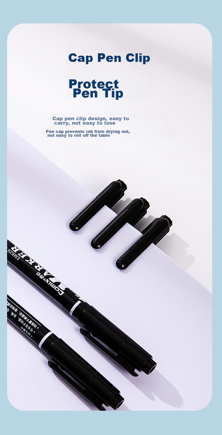 COMIX Dual-Tip Marker/Outlining Pen Drawing/Large Logistics Oil-Based Pen/Line Width 0.5-1.5mm/Red 12 Pieces/Box MK833 6