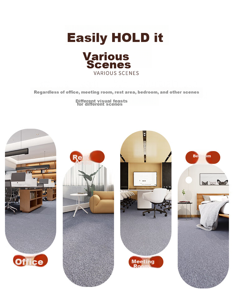 Boneng Commercial Office Carpet, Hotel Conference Room High-End Specialized Square Tile Carpet, Large Area, 8 Pieces Per Set 2