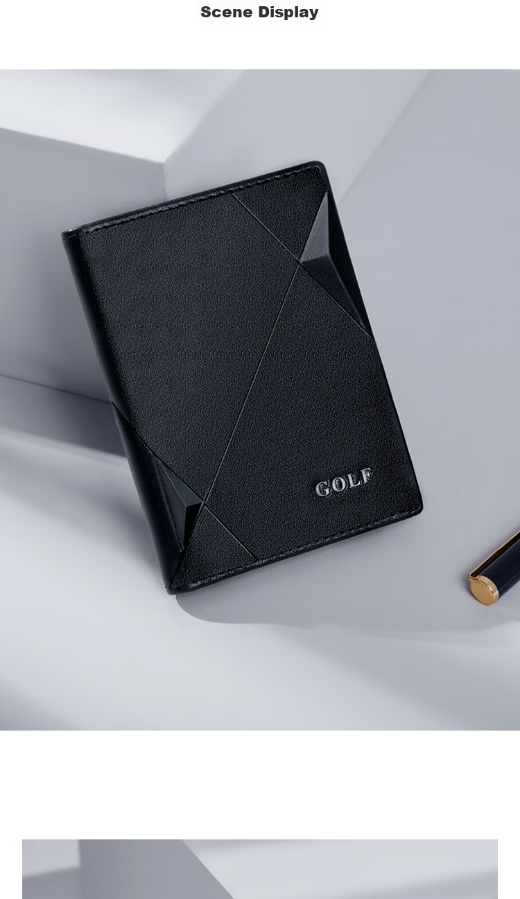 GOLF Top-Grain Leather Card Holder for Men with Multiple Card Slots, Bank Card Holder, Slim Leather Case for Cards, Vertical Style Small Wallet 12