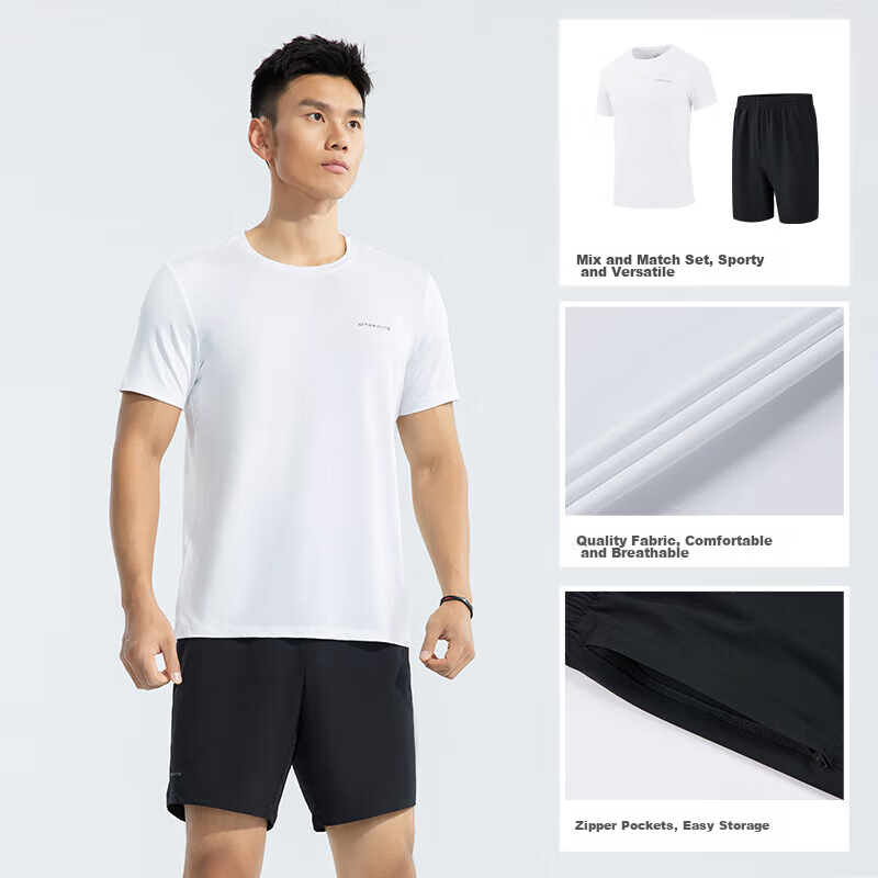 361° Men's Running Workout Set, Summer Fitness Casual Badminton Short-Sleeve Shorts Two-Piece Set 652414001H-1