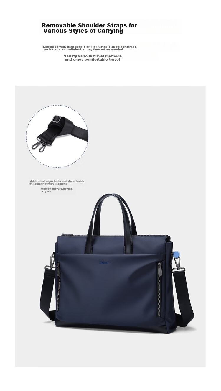 GOLF Business Briefcase, Large Capacity Handbag for Men, Can Hold 15-Inch Laptop, Horizontal Style with Multiple Compartments, Casual Shoulder Crossbody Bag for Men, 5I768305J, Navy Blue 12
