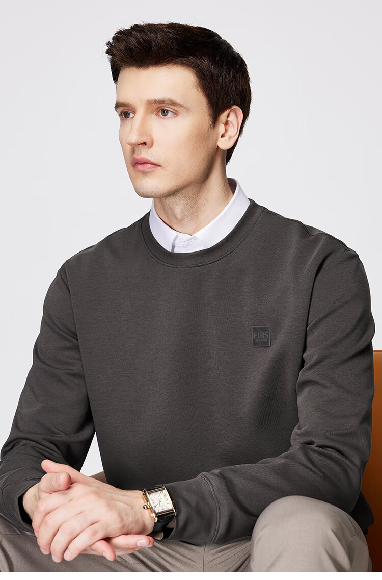 FIRS [7A Antibacterial] Men's Sweatshirt, Pullover, Elastic, Comfortable, Skin-Friendly, Inner Layer, Business Casual Top 5