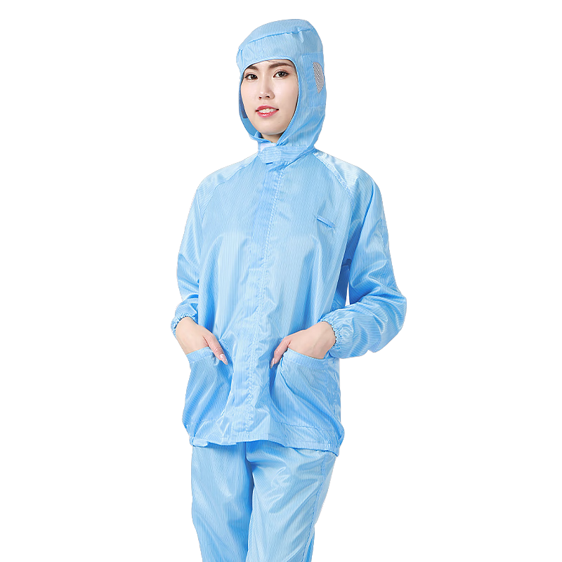 Mulang Anti-Static Hooded Two-Piece Protective Suit Semiconductor Fabric Dustproof Anti-Static Cleanroom Workwear Spray Paint Protective Suit Hooded Two-Piece Blue Size L