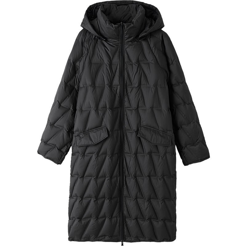 Dme ăYingfeng Su XueăWinter 400T Spring Yafang Geometric Pressed Glue 90% Duck Down Hooded Warm Locking Down Jacket for Women