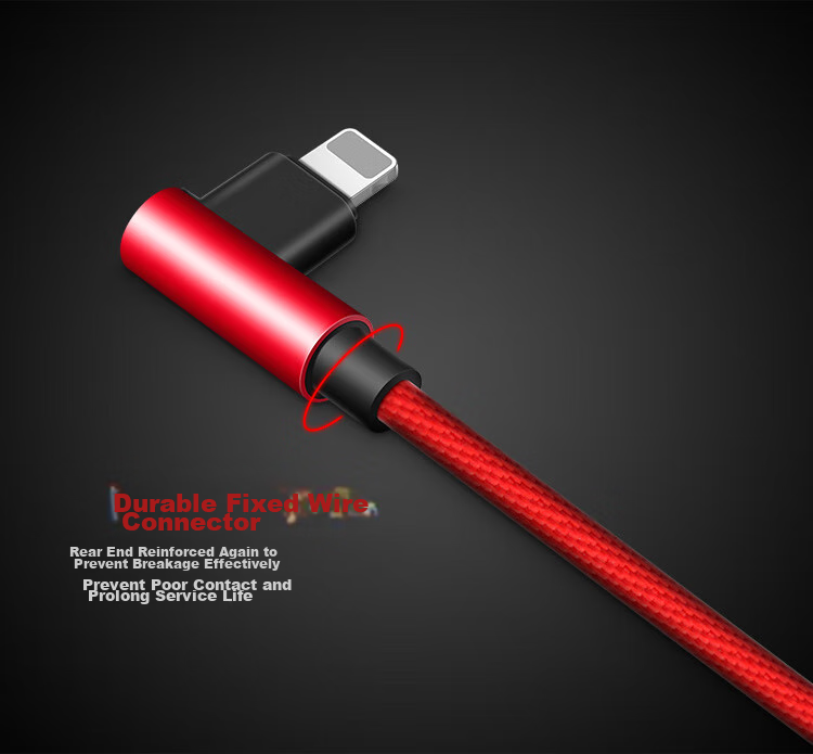 Handheld Game-Specific Angled Data Cable, 1.2m, Auto Power-Off, Fold-Resistant Aluminum Alloy Braided L-Shaped Charging Cable, Quboo (Quboo) KB-OL01, Red 8