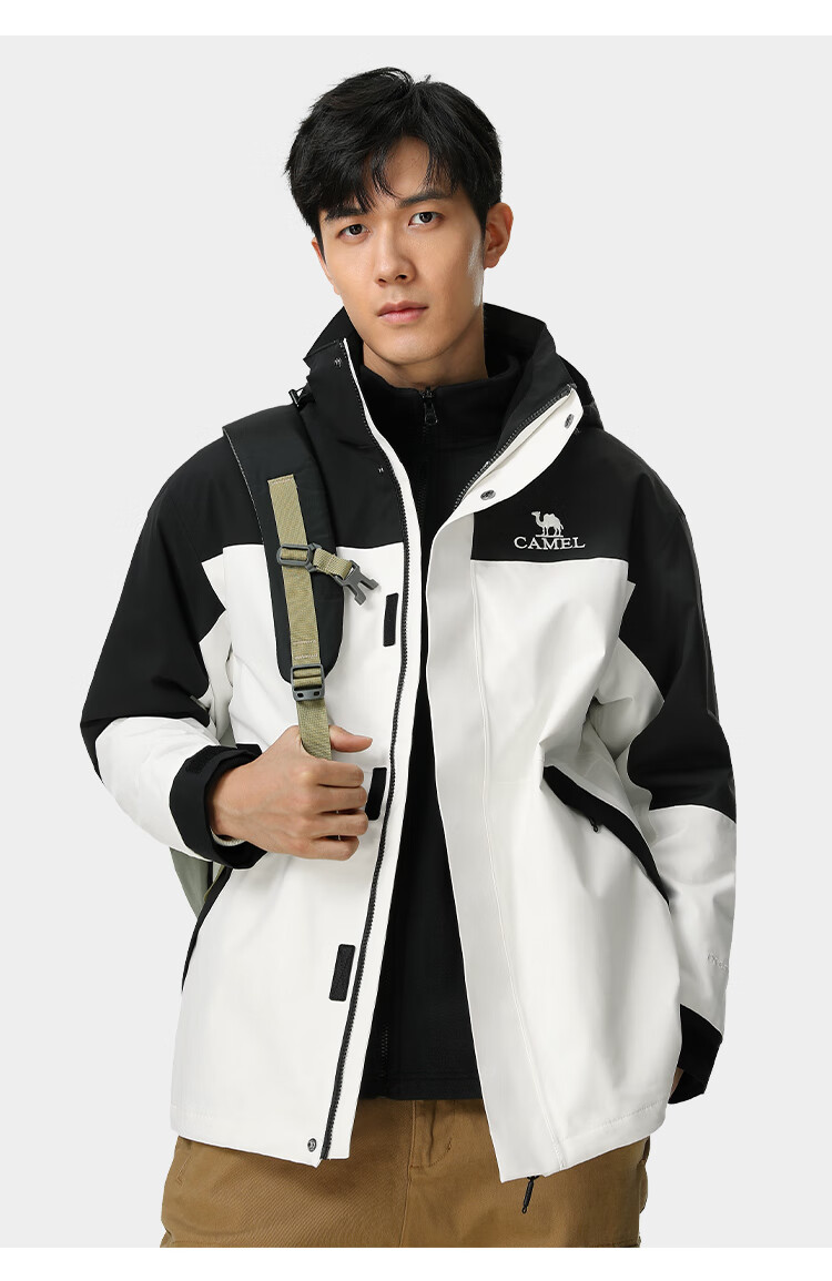 CAMEL Men's And Women's Three-In Waterproof Windproof Mountaineering Jacket for Heavy Rain, Tibet Travel Coat A13CA70125 9