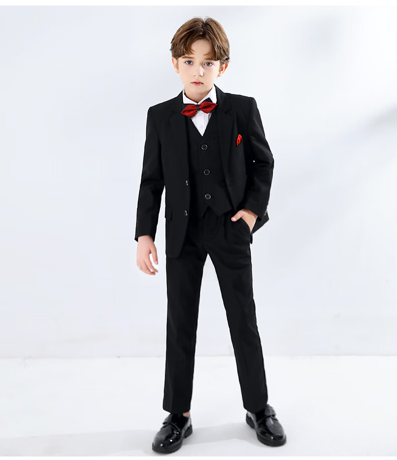 Yinuofang Children's Suit Vest Performance Host Formal Wear Black: Single Vest 130CM 8
