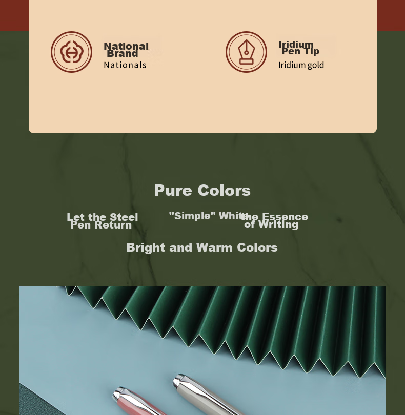 HERO Fountain Pen, Gift Box Morandi Contrasting Color Iridium Gold Fountain Pen, Business Office Neutral Signature Pen Ink Set, Twilight Green Glossy Finish 3