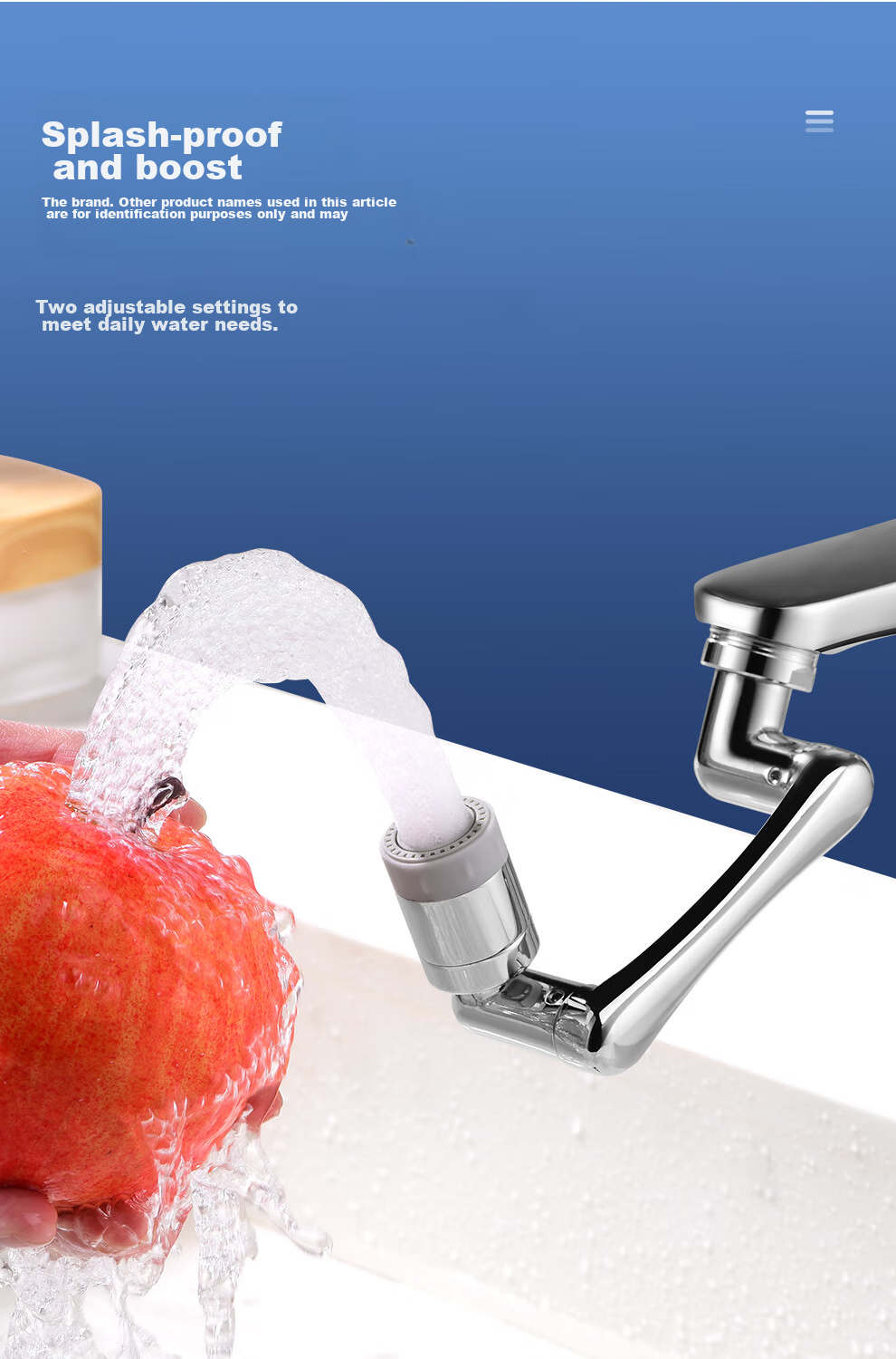 Larsd Mechanical Arm Universal Faucet Anti-Splash Head Rotatable Spout Basin Wash Extender Aerator T18 4