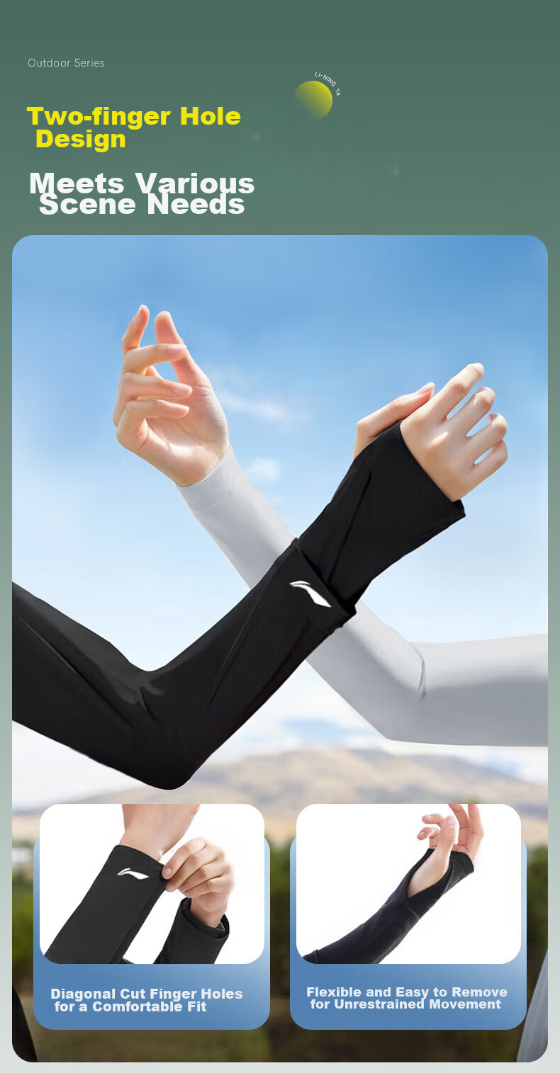 Li-Ning Sun Protection Arm Sleeves Ice Silk Arm Covers for Men And Women, UV Protection Loose Cycling Fishing Arm Guards 9