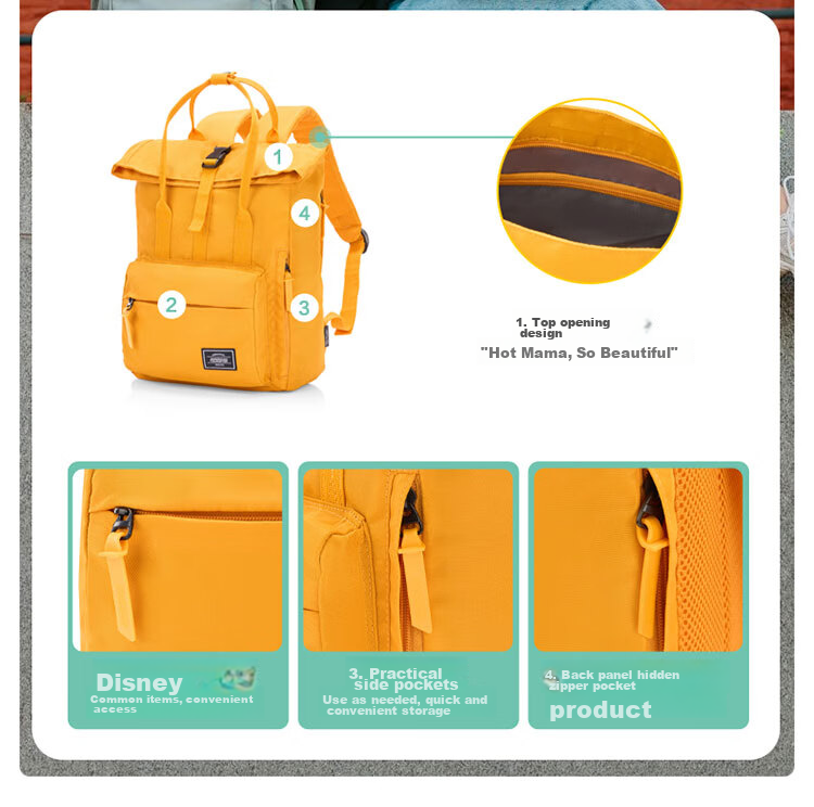 AMERICAN TOURISTER Backpack, Travel Bag, Student Schoolbag, Casual Backpack, Large Capacity Laptop Bag, Roll-Up Bag, 24G Yellow 7
