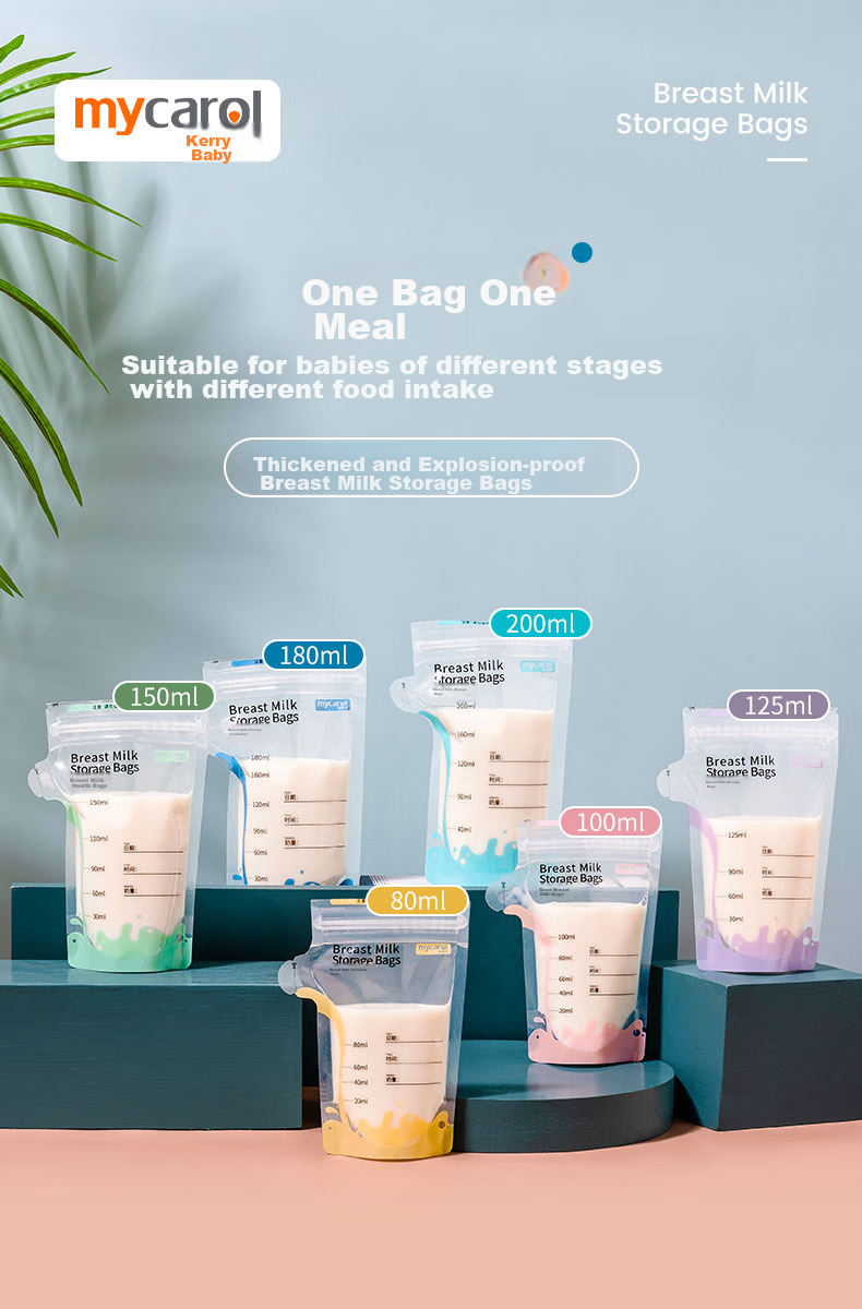 MyCarol Breast Milk Storage Bags, Disposable Milk Powder Dispensing Bags for Breast Milk Storage And Baby Food, 150ml*32 Pieces 1